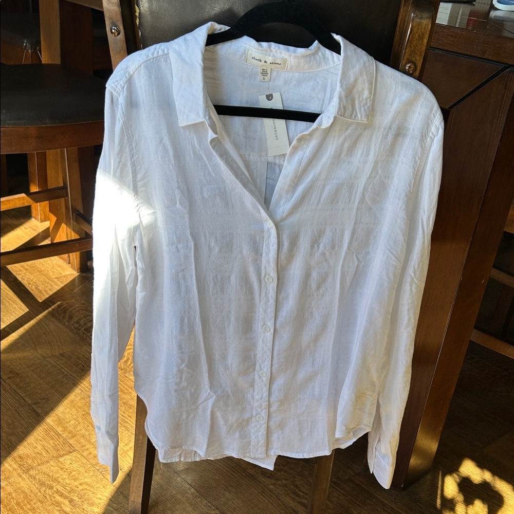 cloth & stone White Lightweight Button-Down Shirt